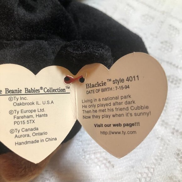 Ty Beanie Baby Blackie the Bear 1994 Vintage - Picture 6 of 6